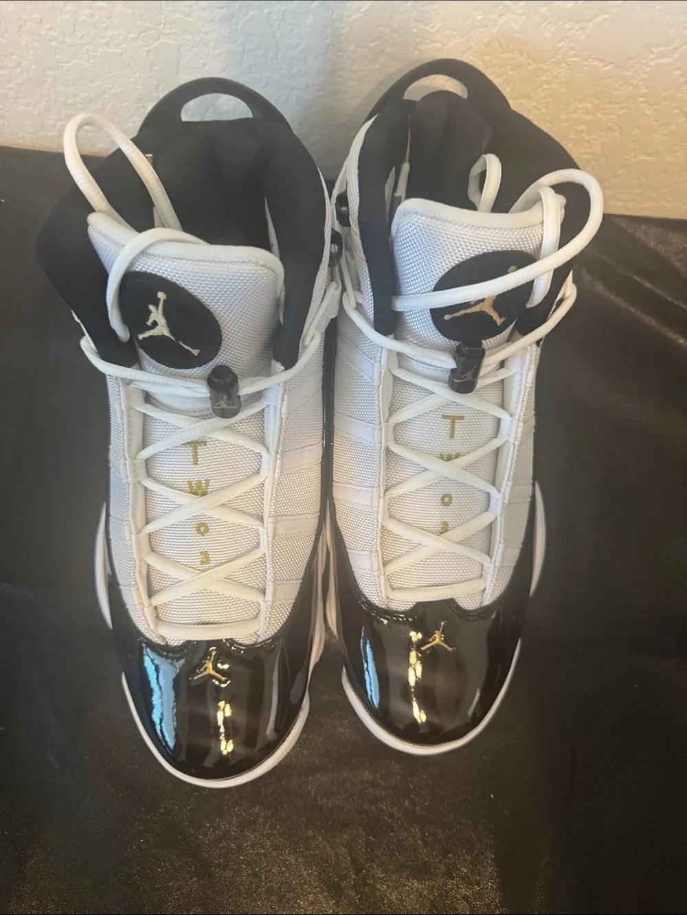 Jordan 6 rings DMP Men’s White and Black High-Top Basketball Sneakers authentic